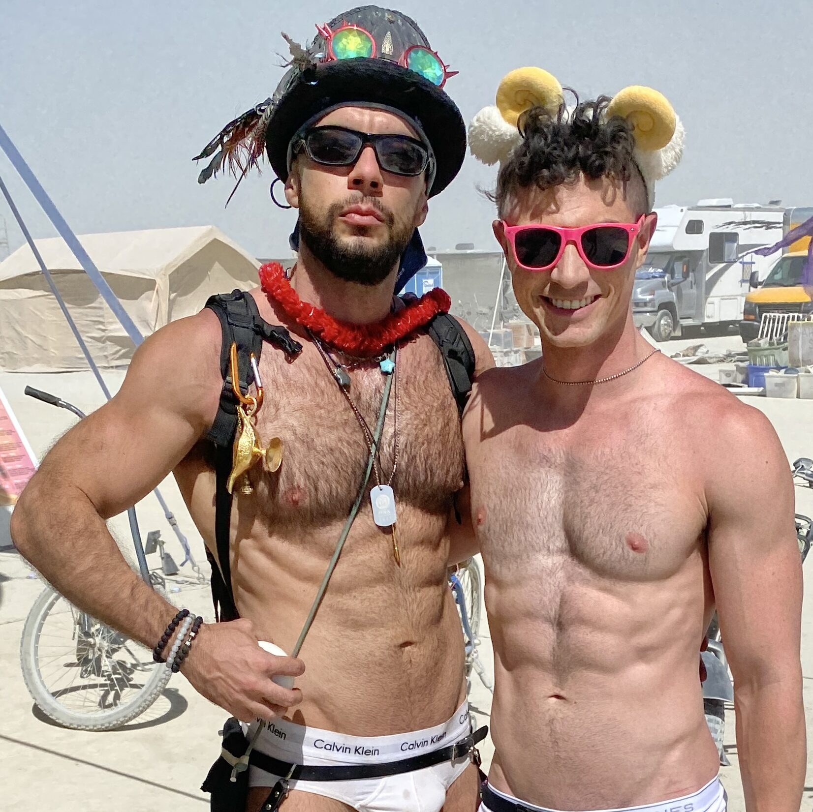 A pair of playa cuties in their pairs of briefs.