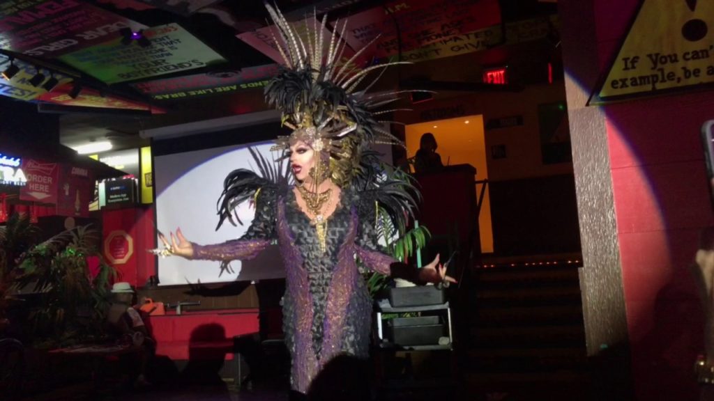 A photo of a drag queen performing at drag brunch at Señor Frogs in Las Vegas.