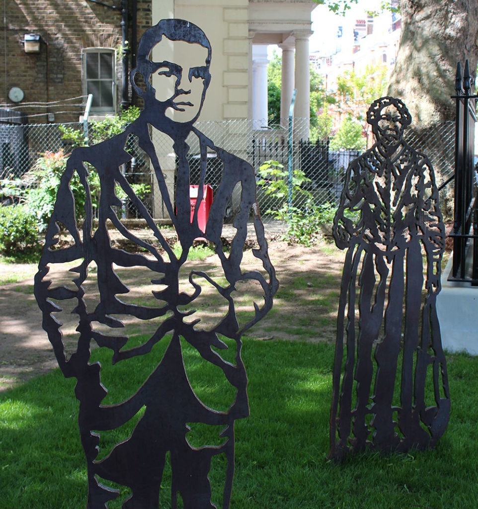 Laser-cut steel figures of Alan Turing and the nurse Mary Seacole