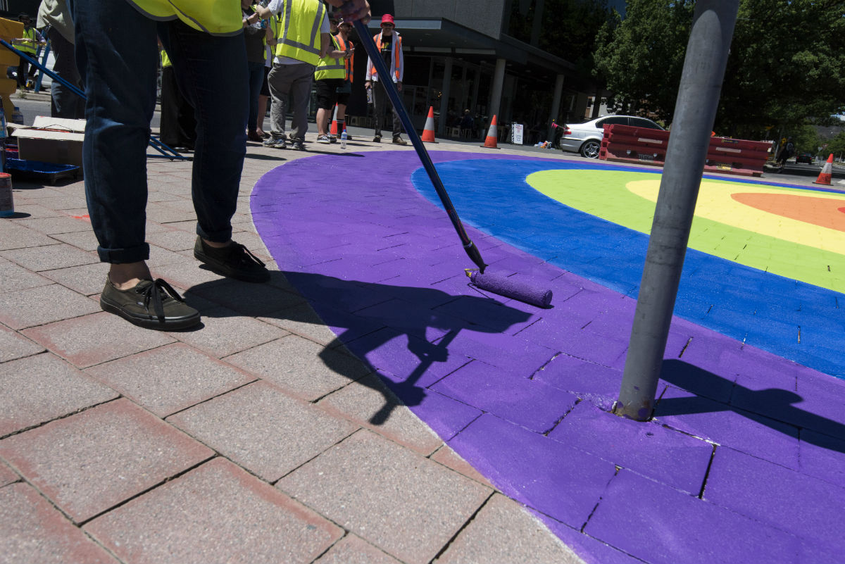 The rainbow roundabout in Canberra, Australia
