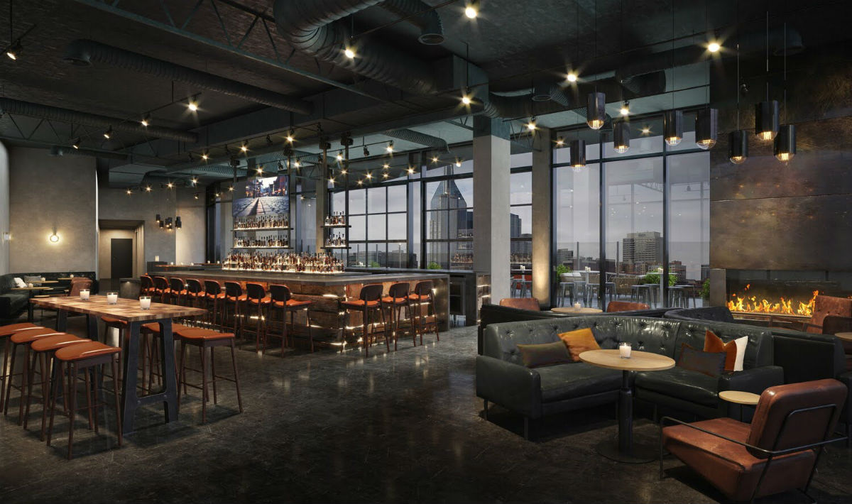 The rooftop bar of the W Nashville
