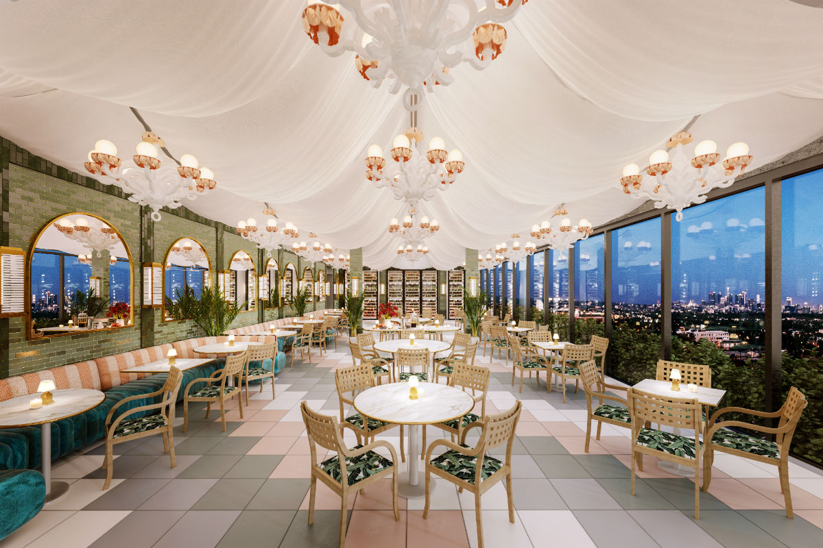 A rooftop restaurant at the new Pendry West Hollywood
