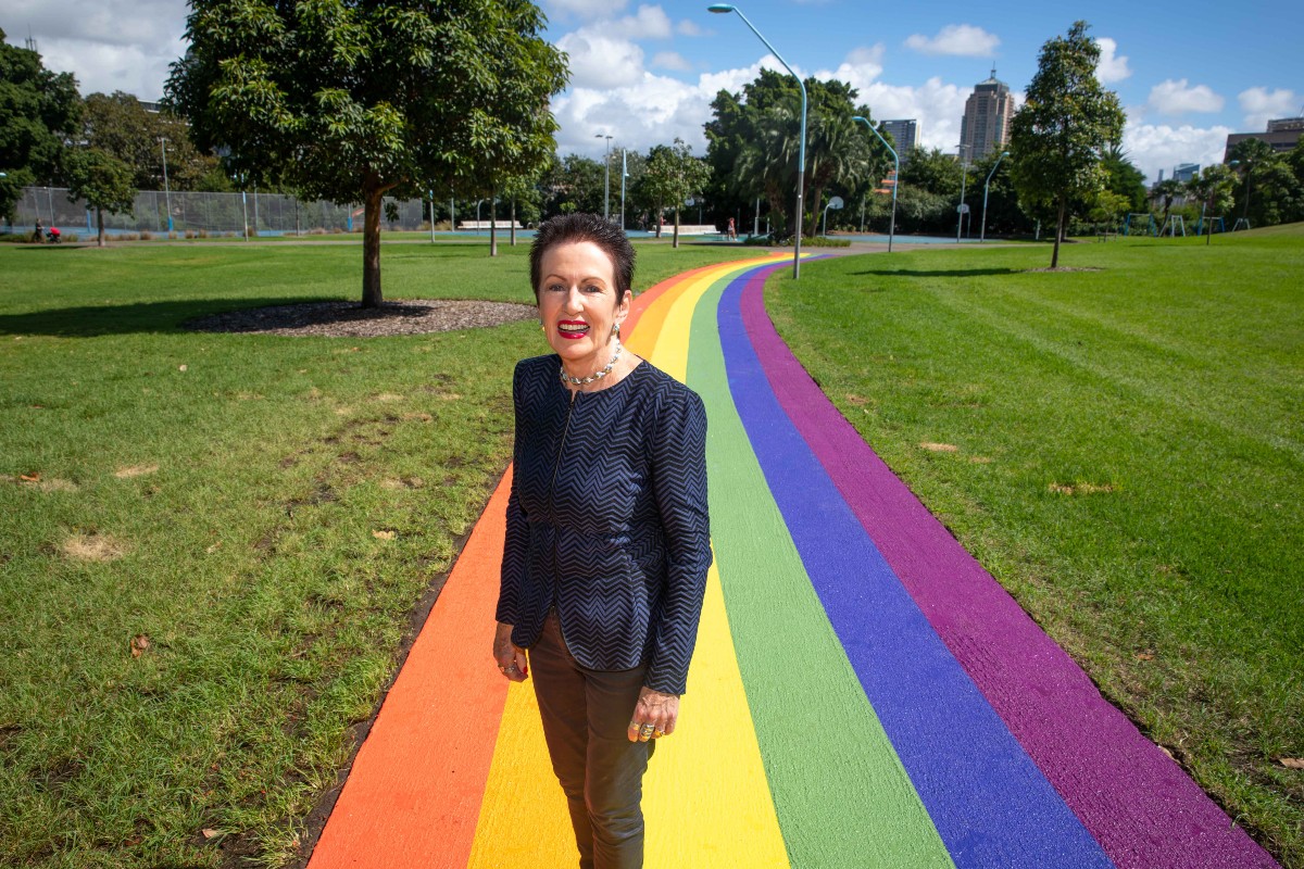Lord Mayor Clover Moore on the rainbow path