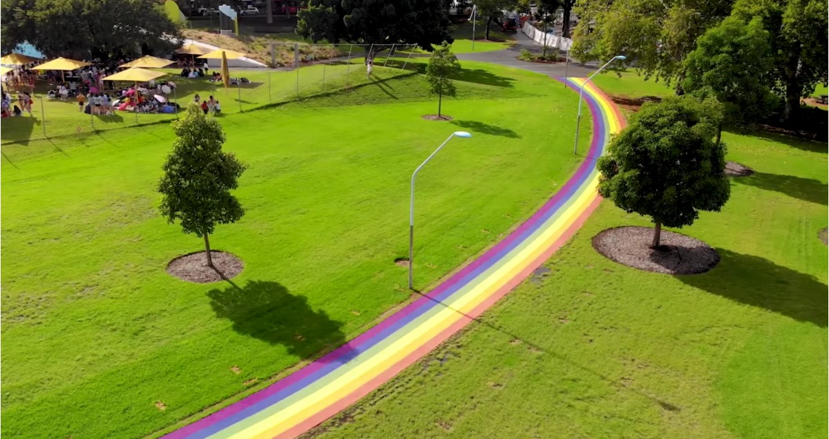 The new rainbow path in Prince Alfred Park, Surry Hills, Sydney