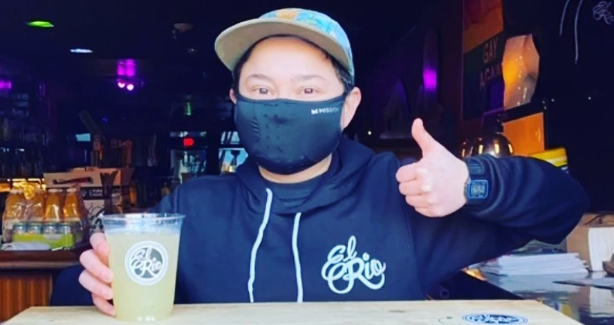 A bartender at El Rio in San Francisco