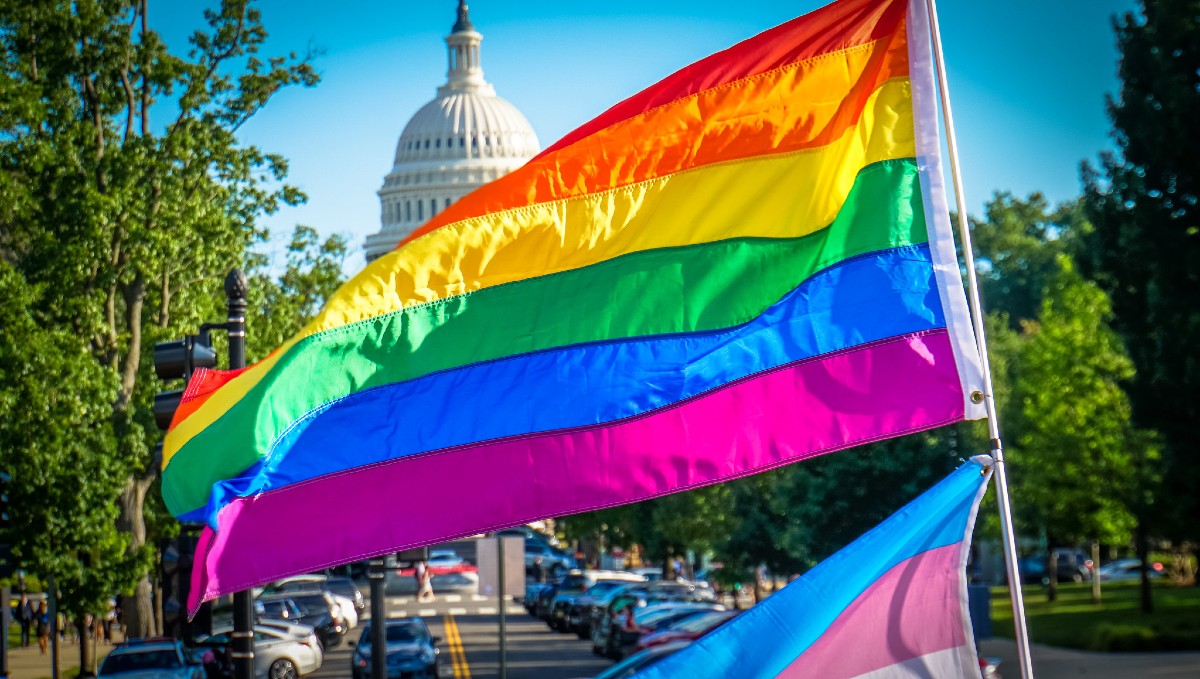 The Capitol Building in Washington DC on Pride day