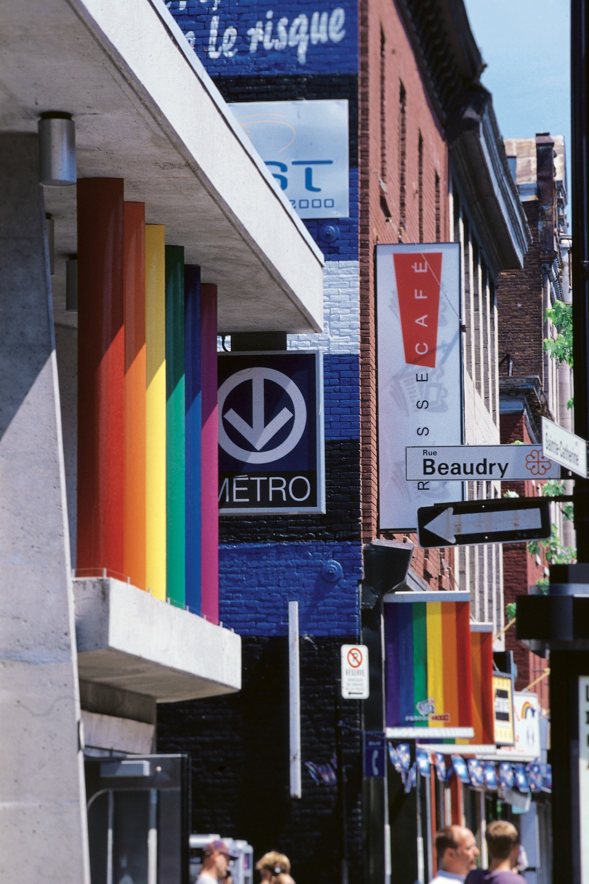 The rainbow-colored subway pillars in Montreal's gay village (Photo: Tourisme Quebec, Linda Turgeon)