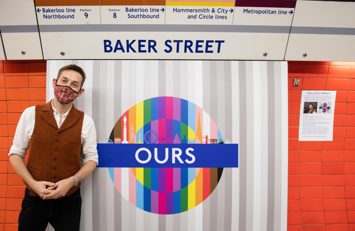 A Pride design roundel on London's Underground
