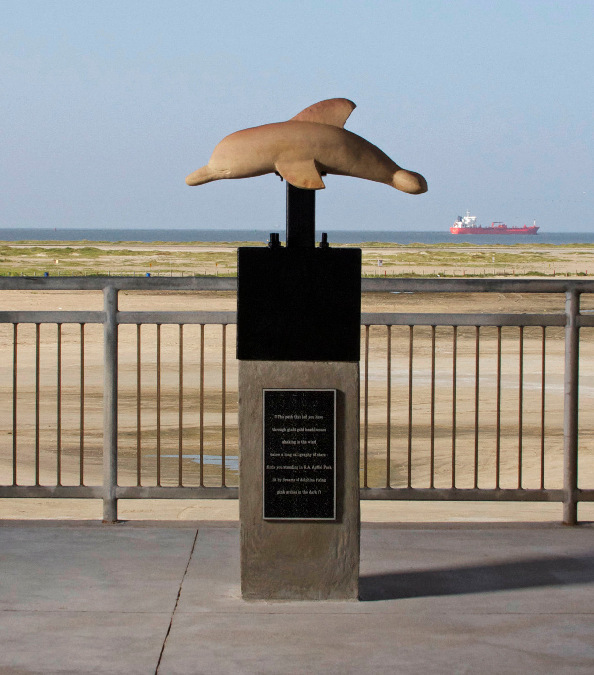 The Pink Dolphin monument in Galveston, Texas