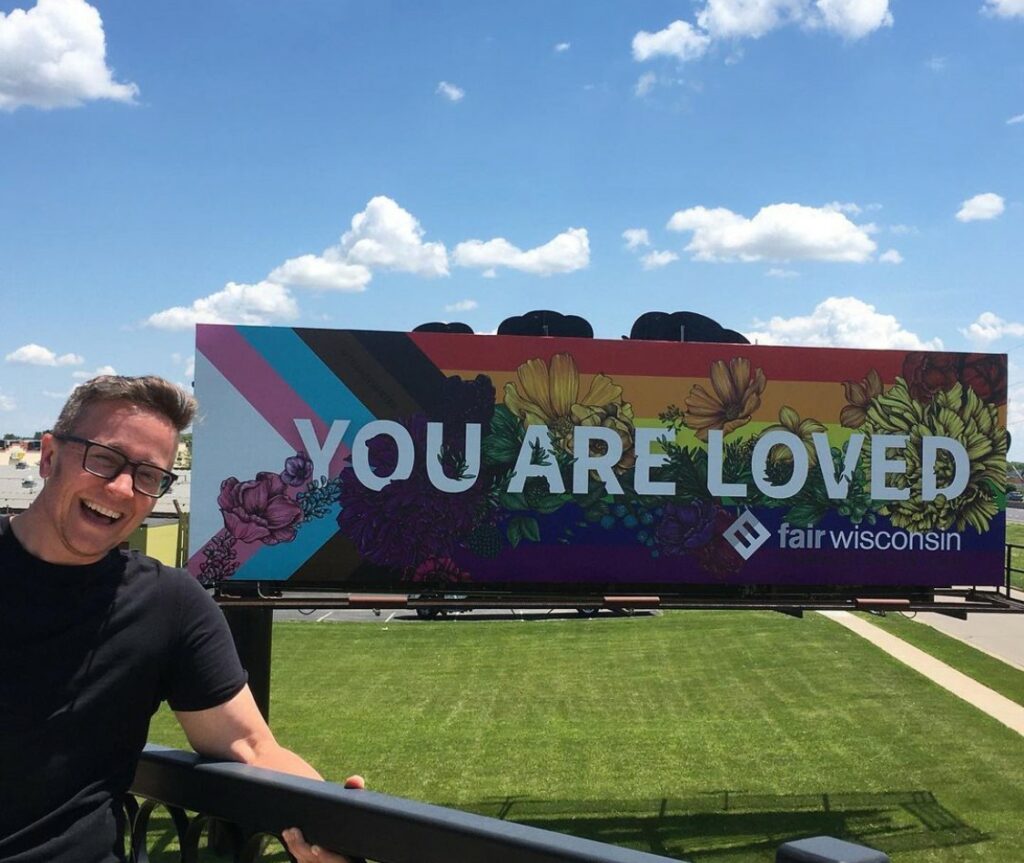 Rae Senarighi and the first billboard in Madison, Wisconsin