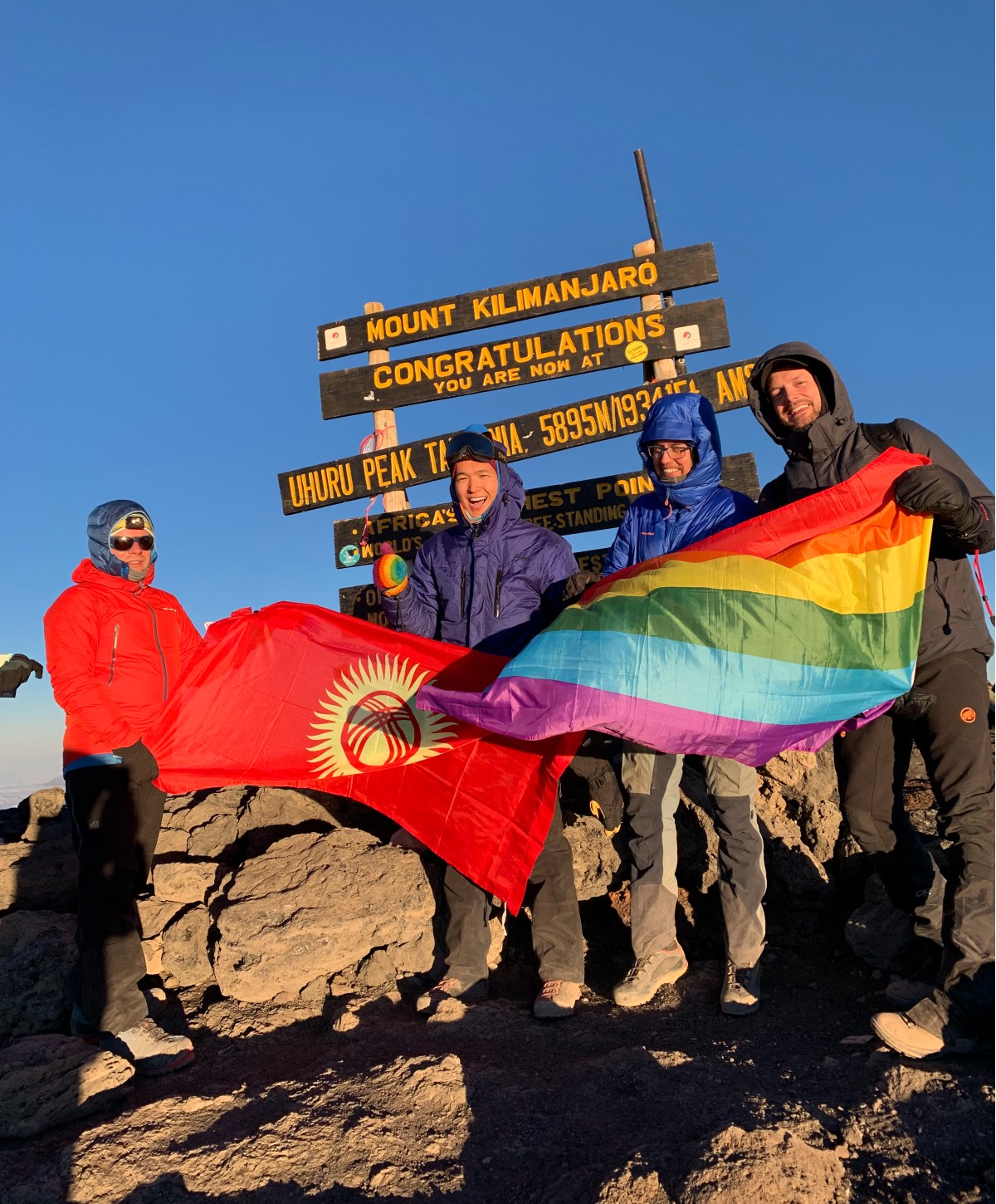 Pink Summits at the top At the top of Mount Kilimanjaro in Africa