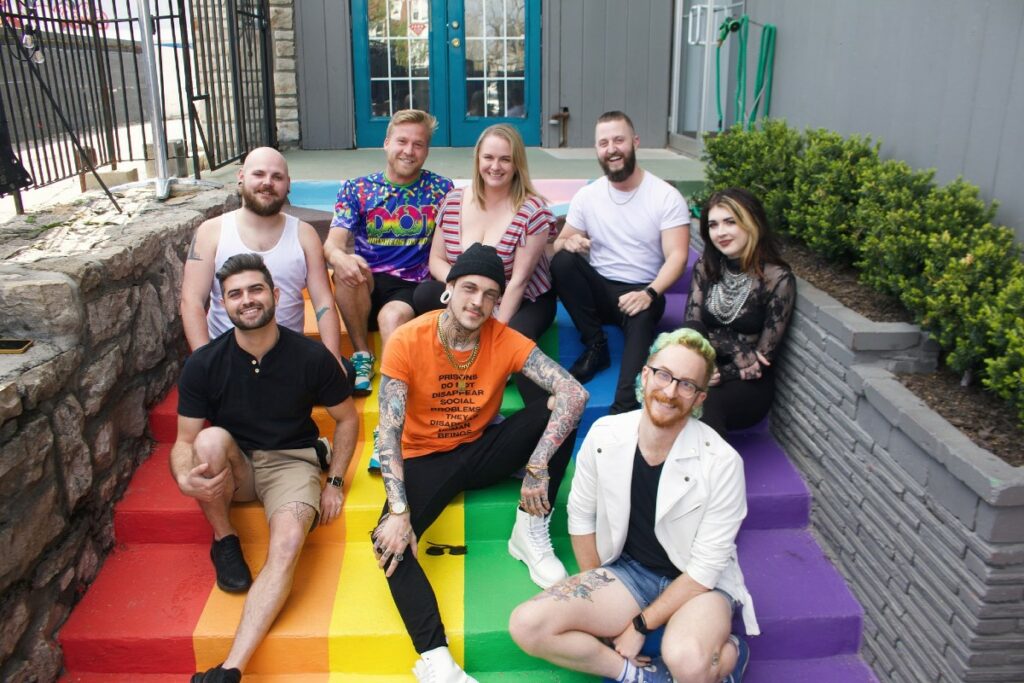 The Pride steps at Woody's in Kansas City